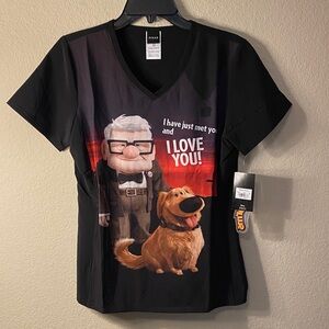 Pixar Black 'Up' Graphic Scrub Uniform Top